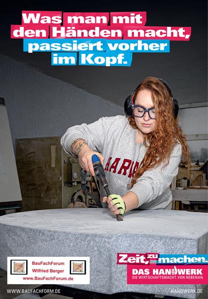 Was man mit den Händen macht, passiert vorher im Kopf. Zeit zu machen. Das Handwerk neu denken. Das Handwerk in Deutschland und die Berufsausbildung. Was man mit den Händen macht, passiert vorher im Kopf. Zeit zu machen. Das Handwerk neu denken. Das Handwerk in Deutschland und die Berufsausbildung.