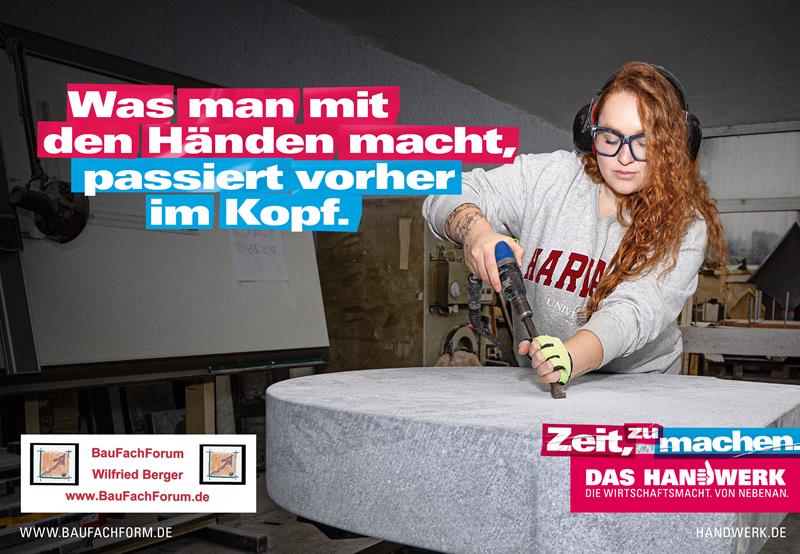 Was man mit den Händen macht passiert vorher im Kopf. Zeit zu machen. Das Handwerk neu denken. Das Handwerk in Deutschland und die Berufsausbildung. Was man mit den Händen macht passiert vorher im Kopf. Zeit zu machen. Das Handwerk neu denken. Das Handwerk in Deutschland und die Berufsausbildung.