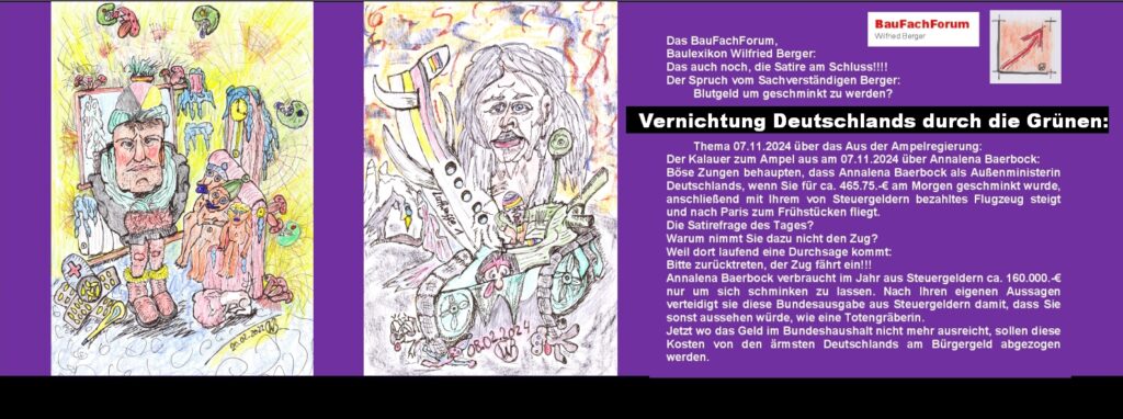 Thema Annalena Baerbock: Wer ist wer oder Übersetzt ins Englische Who’s Who? Menschen und Dinge begreifen aus dem BauFachForum. Annalena Baerbock ist seit 2021 Bundesministerin des Auswärtigen im Kabinett Scholz. Im November 2024 zerbrach die Ampelregierung aus Ihrer Unfähigkeit mit der Grünen Partei. Einfach das Bild anklicken und Ihr kommt auf ein spannendes Video vom BauFachForum zum Thema und der Ausbildung im Handwerk. Dabei verlasst Ihr das BauFachForum und kommt auf unseren YouTube Kanal vom BauFachForum. Thema Annalena Baerbock: Wer ist wer oder Übersetzt ins Englische Who’s Who?
Menschen und Dinge begreifen aus dem BauFachForum.
Annalena Baerbock ist seit 2021 Bundesministerin des Auswärtigen im Kabinett Scholz. Im November 2024 zerbrach die Ampelregierung aus Ihrer Unfähigkeit mit der Grünen Partei.
Einfach das Bild anklicken und Ihr kommt auf ein spannendes Video vom BauFachForum zum Thema und der Ausbildung im Handwerk. Dabei verlasst Ihr das BauFachForum und kommt auf unseren YouTube Kanal vom BauFachForum.