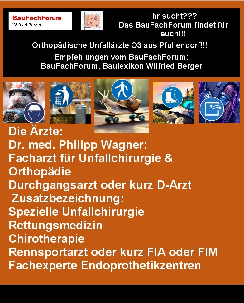 Ihr sucht? Eine kompetente Praxis für Orthopädie & Unfallchirurgie im Raum Bodensee? Im Zentrum für Orthopädie und Unfallchirurgie hier in Pfullendorf, werden umfangreiche Diagnose- und Therapiemöglichkeiten bei allen orthopädischen und unfallchirurgischen Erkrankungen behandelt. Dazu gehören beispielsweise: Behandlung von: Arthrose sämtlicher Gelenke Behandlung von: Verletzungen, Sport- Verletzungen & Arbeitsunfälle Behandlung von: Bandscheibenerkrankungen Behandlung von: Osteoporose Die Ärzte: Dr. med. Philipp Wagner: Facharzt für Unfallchirurgie & Orthopädie Durchgangsarzt oder kurz D-Arzt Zusatzbezeichnung: Spezielle Unfallchirurgie Rettungsmedizin Chirotherapie Rennsportarzt oder kurz FIA oder FIM Fachexperte Endoprothetikzentren Dr. med. Tim Bernhard: Facharzt für Unfallchirurgie & Orthopädie Durchgangsarzt oder kurz D-Arzt Zusatzbezeichnungen: Chirotherapie Akupunktur Sportmedizin Zertifizierter Fußchirurg Ihr sucht?
Eine kompetente Praxis für Orthopädie & Unfallchirurgie im Raum Bodensee?
Im Zentrum für Orthopädie und Unfallchirurgie hier in Pfullendorf, werden umfangreiche Diagnose- und Therapiemöglichkeiten bei allen orthopädischen und unfallchirurgischen Erkrankungen behandelt.
Dazu gehören beispielsweise:
Behandlung von: Arthrose sämtlicher Gelenke
Behandlung von: Verletzungen, Sport- Verletzungen & Arbeitsunfälle
Behandlung von: Bandscheibenerkrankungen
Behandlung von: Osteoporose
Die Ärzte:
Dr. med. Philipp Wagner:
Facharzt für Unfallchirurgie & Orthopädie
Durchgangsarzt oder kurz D-Arzt
Zusatzbezeichnung:
Spezielle Unfallchirurgie
Rettungsmedizin
Chirotherapie
Rennsportarzt oder kurz FIA oder FIM
Fachexperte Endoprothetikzentren
Dr. med. Tim Bernhard:
Facharzt für Unfallchirurgie & Orthopädie
Durchgangsarzt oder kurz D-Arzt
Zusatzbezeichnungen:
Chirotherapie
Akupunktur
Sportmedizin
Zertifizierter Fußchirurg