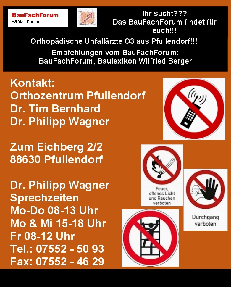 Ihr sucht? Eine kompetente Praxis für Orthopädie & Unfallchirurgie im Raum Bodensee? Im Zentrum für Orthopädie und Unfallchirurgie hier in Pfullendorf, werden umfangreiche Diagnose- und Therapiemöglichkeiten bei allen orthopädischen und unfallchirurgischen Erkrankungen behandelt. Dazu gehören beispielsweise: Behandlung von: Arthrose sämtlicher Gelenke Behandlung von: Verletzungen, Sport- Verletzungen & Arbeitsunfälle Behandlung von: Bandscheibenerkrankungen Behandlung von: Osteoporose Die Ärzte: Dr. med. Philipp Wagner: Facharzt für Unfallchirurgie & Orthopädie Durchgangsarzt oder kurz D-Arzt Zusatzbezeichnung: Spezielle Unfallchirurgie Rettungsmedizin Chirotherapie Rennsportarzt oder kurz FIA oder FIM Fachexperte Endoprothetikzentren Dr. med. Tim Bernhard: Facharzt für Unfallchirurgie & Orthopädie Durchgangsarzt oder kurz D-Arzt Zusatzbezeichnungen: Chirotherapie Akupunktur Sportmedizin Zertifizierter Fußchirurg Ihr sucht?
Eine kompetente Praxis für Orthopädie & Unfallchirurgie im Raum Bodensee?
Im Zentrum für Orthopädie und Unfallchirurgie hier in Pfullendorf, werden umfangreiche Diagnose- und Therapiemöglichkeiten bei allen orthopädischen und unfallchirurgischen Erkrankungen behandelt.
Dazu gehören beispielsweise:
Behandlung von: Arthrose sämtlicher Gelenke
Behandlung von: Verletzungen, Sport- Verletzungen & Arbeitsunfälle
Behandlung von: Bandscheibenerkrankungen
Behandlung von: Osteoporose
Die Ärzte:
Dr. med. Philipp Wagner:
Facharzt für Unfallchirurgie & Orthopädie
Durchgangsarzt oder kurz D-Arzt
Zusatzbezeichnung:
Spezielle Unfallchirurgie
Rettungsmedizin
Chirotherapie
Rennsportarzt oder kurz FIA oder FIM
Fachexperte Endoprothetikzentren
Dr. med. Tim Bernhard:
Facharzt für Unfallchirurgie & Orthopädie
Durchgangsarzt oder kurz D-Arzt
Zusatzbezeichnungen:
Chirotherapie
Akupunktur
Sportmedizin
Zertifizierter Fußchirurg