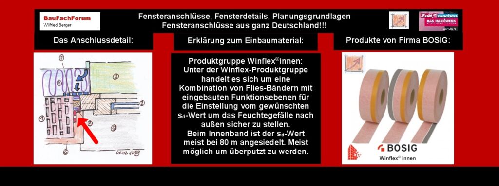 Produkte zum Fenstereinbau auch für extreme Witterungsansprüche:
Hier sind wir jetzt bei der Grundlage angekommen, die wir aus der Planung und den vorangegangenen Folien in unsere Überlegungen mit einbeziehen müssen. 
Natürlich ist der Fenstereinbau immer eine Grundlage des Preises in Verbindung mit den Mitbewerbern. Das ist allerdings nicht das Problem der Fenstereinbauprodukten. Der Fenstereinbauer muss einfach begreifen, dass der Mensch nicht göttlich ist und alles bestimmen kann, was er will. Der Mensch kann nur bestimmen, was die Naturwissenschaft zulässt. Das ist eine einfache Grundlage des Lebens. 
Damit das nochmals deutlich verstanden wird hier der Link zum Goldenen Schnitt des Bauwesens.
Link zu: Der Goldene Schnitt im Bauwesen
Hier kann deutlich erkannt werden, dass der Mensch sich seit Jahrtausenden der Natur unterstellen muss um Bauen zu können. Keine Pyramide hätte vor 2500 Jahren gebaut werden können, wenn die Natur nicht in die Bauwerke mit eingebunden worden wäre.
Der Architekt Egon Eiermann hat immer gelehrt, dass erst die Natur, dann der Ingenieur und als Letztes das Designe an einer Baustelle geplant werden muss.
Balthasar Neumann aus dem Barock in Deutschland wäre nie ohne Kompass und seinen eigens entwickelten Proportionalzirkels auf eine Baustelle gegangen.
Kundenaufklärung Im Fenstereinbau:
Möglich ist nur das, was die Produkte auch halten können. Also müssen Kunden auch entsprechend aufgeklärt werden, welche Membranen für diesen Bau ideal wären. Und dazu gibt es auch die EPDM-Membranen, die auch in Erdberührten Bereichen und auch als Überputzbaren Bändern in der Produktpalette von BOSIG gefunden werden. 
Also dem Kunden einmal die Gefahrenübernahme zu erklären und dann das Produkt aus EPDM eventuell als Alternative anzubieten. Dann sieht der Kunde den Mehrpreis und kann abwägen, ob er diesen Preis akzeptieren kann um auch seiner Verantwortung des Schutzes des Gebäudes während der Bauzeit nach der Abnahme gerecht zu werden. 
Auszug aus der Produktpalette BOSIG Fasatan und Fasatyl:     
Fasatan® Optima es außen und Fasatyl® Optima es innen - die überputzbaren EPDM-Abdichtungsfolien mit Vliesbeschichtung
Eigenschaften
Fasatan® Optima es außen und Fasatyl® Optima es innen sind die überputzbaren EPDM-Abdichtungsfolien mit Vliesbeschichtung - wahlweise und abhängig von der Anwendung mit und ohne Selbstklebebeschichtungen und Selbstklebestreifen aus verschiedenen Klebstoffen wie Acrylat und / oder Butyl-Kautschuk ausgestattet.
Fasatan® und Fasatyl® sind Abdichtungsfolien aus EPDM-Kautschuk für den Fassadenbereich. Durch die spezielle Vliesbeschichtung der Folienoberfläche werden Fasatan® Optima es außen und Fasatyl® Optima es innen überputzbar, überstreichbar und überklebbar mit hydraulisch abbindenden Klebesystemen.
Sie werden mit dem Tieftemperatur-verarbeitungsfähigen BOSIG High-Tack-Klebestoff oder mit unseren Butyl-Kautschuk Klebeschichten vollflächig oder in speziellen Streifenausführungen selbstklebend ausgestattet. Durch diesen Selbstklebestreifen gestaltet sich die Verarbeitung besonders zeitsparend und einfach.
Es muss kein Klebstoff mehr aufgebracht werden und es ist keine Ablüftzeit mehr einzuhalten. Der Spezialklebestreifen bietet eine sehr gute Haftung auf verschiedensten Untergründen.
Begriffe zum Thema EPDM Fenstereinbau Produkte:
EPDM Fenstereinbau Produkte, EPDM Folie Fenster, Bodentiefe Fenster abdichten, Abdichtung, Dichtungen, EPDM Dichtband Fenster, Dichtungsband, Kleben, Kunststofffenster, BauFachForum, Baulexikon Wilfried Berger.  
Einfach das Bild anklicken und Ihr kommt auf passende Videos vom BauFachForum. Dazu verlässt Ihr das BauFachForum und Ihr kommt auf unseren YouTube-Kanal vom BauFachForum. Wenn euch die Shorts zusagen, könnt Ihr zum ausführlichen Thema weiterklicken.
Videoproduktion: BauFachForum, Baulexikon Wilfried Berger. www.baufachforum.de     
