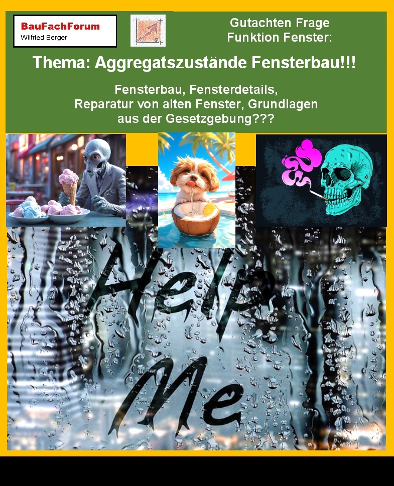 Hör- und Sehprobe Gutachten Frage Funktion Fenster.
Teil 4 unseres Gutachtens um Bauschäden zu vermeiden. 
Thema: Aggregatszustände im Fensterbau?
Die Aggregatszustände sind eine entscheidende Grundlage im Fensterbau. Dabei haben wir es einmal mit der Grundlage flüssiger Zustand als Wasser zu tun. Und so, wie uns die Jahreszeiten die Temperaturen verändern, können die Temperaturen auch an unseren Gebäuden die Aggregatszustände verändern. Das fliesende Wasser oder das Kondensat wird dabei mit dem Erhitzen über 100 °C zu Dampf. Wobei der Dampf unsichtbar das Wassermolekül in sich verbirgt. Wird das Wasser jetzt mit der Temperatur unter -0 °C konfrontiert, entsteht der Aggregatszustand des Feststoffes Eis. Alle drei Aggregatszustände sind dabei verantwortlich für unsere Bauschäden, wenn wir diese Vorgänge nicht kontrollieren.    
Begriffe zum Thema Aggregatszustand:
Gutachten Frage Funktion Fenster, BOSIG, Fensterbau, Fenstereinbau, Teilchenmodell, Wasser, Chemie, Diagramm, Flüssig, Grundschule, Physik, Fest, Schaubild, Unterrichtsmaterial. BauFachForum, Baulexikon Wilfried Berger
Einfach das Bild anklicken und Ihr kommt auf passende Videos vom BauFachForum. Dazu verlässt Ihr das BauFachForum und Ihr kommt auf unseren YouTube-Kanal vom BauFachForum. Wenn euch die Shorts zusagen, könnt Ihr zum ausführlichen Thema weiterklicken.
Link zu: Das Thema Gutachten Frage Funktion Fenster
Im Short seht Ihr: die Grundlagen für die Aggregatsveränderungen
