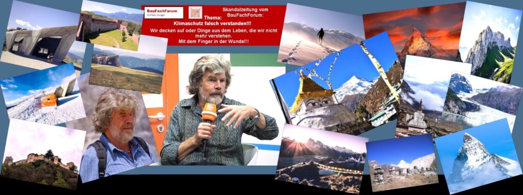 Aus der Sendung im Gespräch von Reinhold Messner und Sandra Meischberger:
20.04.2023 - 17:44 Uhr ARD:
Wenn wir die Erfolge von Reinhold Messner einmal Revue passieren lassen und wir erkennen, wie Reinhold Messner weltweit als Vorreiter des Klimaschutzes und der Umweltverschmutzung bis hin im Europaparlament war und ist, bekam er in dieser Sendung erhebliche Kritik an den heutigen Klimaaktivisten. 
Reinhold Messmer greift die Klimaaktivisten an:
Reinhold Messner wirft hier der Letzten Generation und der Formation Friday for Future maßgeblich vor, dass sie mit Gewalt versuchen wollen, die Welt zu retten.
Wer ist Fridays for Future?  
Fridays for Future oder kurz FFF ist dabei eine globale soziale Bewegung um die schwedische Aktivistin Greta Thunberg aus dem Jahr 2018. Dabei wurden freitags Schulstreiks vorgenommen, um auf den Straßen mit Demonstrationen auf die Klimaprobleme der neuen Zeit hinzuweisen. Die Bewegung wurde dann zu einer bedeutenden politischen Kraft. In Deutschland waren dies erhebliche Wellen, die hier politisch in Bewegung gebracht wurden. 
Wer ist die Letzte Generation?
Hier spricht man von einer zivilgesellschaftliche Klimaschutzgruppe. Bekannt wurde die Gruppe durch Ihre Aktionen für den Umweltschutz und das Klima, indem die Aktionen an der Grenze des Strafrechts zu suchen sind. 
Gegründet wurde die Gruppe 2021 und möchte die Regierung Deutschlands mit Gewalt dazu bewegen, die Klimaziele einzuhalten. Dazu zählt zu einem Hauptthema ein Tempolimit von 100 km/h auf deutschen Autobahnen. Gleichfalls wird ein politischer Gesellschaftsrat gefordert, der die Regierung über notwendige Klimaschutzmaßnahmen berät.
Ausgerechnet eine Kritik von Reinhold Messner?
Als Hintergrund muss man wissen, dass Reinhold Messner Mitglied der Grünen ist. Also nicht nur in seinen aktiven Umweltaktivitäten auch der Umweltpartei angehört. Dennoch hegt er an diese Gruppierungen heftige Kritik.
Zitat aus der Sendung: 
Diese müssten auch wissen, dass es nicht so einfach ist, wie sie’s fordern!
Er verkündete dabei deutlich, dass diese Bewegungen für Ihn nicht nur Störfaktoren sind, sondern auch Hass auslösen.   
Zitat aus der Sendung zum Thema:
Radikalen Klima-Kleber: 
Da ist Hopfen und Malz verloren. Da bin ich sogar in Wut. Man kann das Klima nicht schützen. Es ist seit Millionen Jahren immer im Wandel. Es geht aufwärts und wieder abwärts.
Der Autor Wilfried Berger ist hier der Meinung, dass Reinhold Messer sehr viel Mut besaß, auszudrücken, was viele Deutsche Bürger gleich empfinden. Wenngleich er die Presse wie die Bild ihn jetzt politisch schon in die Ecke der Klimawandel-Leugner stellt.
Messmer dann in seinen Ausführungen:
Er gibt für die Schuld der globale Erwärmung natürlich den Menschen. Er erklärte wissenschaftlich und sachlich, wenn dies sehr viele Redakteur-Kollegen aus Sensationslust ihrer Berichte auch so auslegten, dass Reinhold Messner den Klimawandel leugnen wolle. Dann am Rande nur erwähnt wird, dass wir Menschen sehr wohl an der momentanen Erderwärmung mit verantwortlich sind. Auch führt er die CO₂-Emissionen durch die Industrialisierung deutlich in den Vordergrund. Gleichfalls ist er der Meinung, dass wir den Abbau Fossiler Brennstoffe fördern müssen. 
Aber er kritisiert auch:
Messmer hegt deutliche Zweifel an der Sinnhaftigkeit vieler Maßnahmen, die von Klimaaktivisten und der Politik vorgenommen werden. Natürlich beschreibt er beeindruckend, wie er selber seit 40 Jahren zuschauen muss, wie die Gletscher schmelzen oder sich der Golfstrom negativ verändert. Aber, er sagt auch deutlich aus:
Zitat aus der Sendung: 
Da können wir nichts daran tun.  
Er trägt mit seiner weltweiten Erfahrung aus seinen Expeditionen deutlich vor, dass sich die Erde verändern wird, dabei aber nicht zerbrechen wird. Die Erde ist so alt und hat schon so viele Krisen durchlebt, dass der Mensch dabei nur ein Wimpernschlag ist, über die die Welt sich lediglich kurz rülpsen wird. Aber laut Reinhold Messmer, das Klima der Welt nicht von Menschen gerettet werden kann. Dazu hat der Mensch gar nicht die Möglichkeit tausende von Jahren zu überstehen.
Zitat Wilfried Berger Erfinder vom Berger Umweltspiel:
Die Grundlagen der Menschen ist nicht das Anliegen die Umwelt zu erhalten, sondern ihr eigenes Vermögen! 
Wie soll dieser Ausspruch verstanden werden?
Die Welt wird sich stetig verändern. Es ist lediglich eine Frage, ob der Mensch, der ansässig geworden ist und sein Vermögen in ein Haus am Meer oder einem Fluss oder auch in den Bergen an einem Berghang investiert hat, dieses Vermögen auch erhalten möchte. Also, letztendlich der Mensch nicht danach strebt, dass das Meer, die Gletscher oder die Murenabgänge verhindert werden müssen. Der Mensch ist nur bestrebt, dass beispielsweise kein Tsunami sein Haus wegschwemmt. Oder gleichfalls ein Fluss nicht zur Überschwemmung kommt, damit sein Vermögen überschwemmt und vernichtet wird. Oder, dass ein Murenabgang in den Bergen nicht sein Haus zerstört. Das sind letztendlich die Grundlagen der Menschen um Aktivitäten in den Klimaschutz zu investieren. 
Vergleichen wir das mal mit Reinhold Messner:
Reinhold Messner hat seine Leben lang die Gefahr gesucht und ist auch das Risiko eingegangen in dieser Gefahr zu Tode zu kommen. Er war ein Nomade in der Wanderung durch die Lebensgefahren der Welt. Ein Mensch, der aus der Evolution eines Nomadenvolk kommt, wird sich nicht an einen Standort binden. Wenn es an einem Standort keine Nahrung mehr gibt, wandert er weiter. Also er sich mit seiner Völkerwanderung den Klimaveränderungen so anpassen kann, dass er Ihnen aus dem Wege geht. 
Wer seine Villa an einen Standort baut wie vor beschrieben, fordert ebenfalls die Natur heraus. Allerdings verlangt er, dass die Natur sein Vermögen in Form seiner Immobilie in Ruhe lässt und schützt. Das kann niemand verlangen! Die Natur wird nie den Menschen schützen, sowenig wie er Mensch die Natur in Ihrem Wandel aufhalten kann. Der Mensch kann nur der Natur aus dem Wege gehen. Das ist gerade die Kunst des Bauens. In der Natur zu bauen und im gleichen Zuge der Natur mit Ihren Naturangriffen aus dem Wege zu gehen. So einfach könnte das Leben sein, wenn Menschen die Natur nicht täglich herausfordern würden. 
Hier einige Links zum Aktivist Wilfried Berger:
Link zu: 1985 Das Berger Umweltspiel  
Link zu: 1985 Wilfried Berger mit dem Umweltspiel der Zeit damals weit Voraus 
Link zu: 1985 Die Soziale Frage mit dem Erlös vom Umweltspiel 
Link zu: 1990 und 1991 Reale Entwicklungshilfe in Biafra nach dem Krieg
Begriffe zum Thema Umweltaktivisten: 
Wir decken auf Skandalzeitung, BauFachForum die Seite des Bauens, Umweltschutz, Tesla, Letzte Generation, Wald, Berliner Elsenbrücke, Klima, Erde, Welt, Katastrophen, BauFachForum, Baulexikon Wilfried Berger. 
Einfach das Bild anklicken und Ihr kommt auf ein spannendes Video vom BauFachForum, passend zum Thema.
Dazu verlässt Ihr das BauFachForum und kommt auf unsere YouTube-Seite vom BauFachForum. 
Videoproduktion: BauFachForum, Baulexikon Wilfried Berger. www.baufachforum.de    
