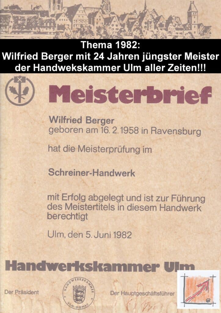 01 03 03 1982 Meisterbrief Wilfried Berger, BauFachForum, Baulexikon Wilfried Berger
