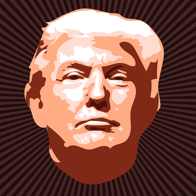 Ein bleiches, KI-generiertes Porträt von Donald Trump im Retro-Stil der 1970er Jahre. Aus seinem Kopf schießen übertriebene Lichtstrahlen, die eine überlegene Intelligenz suggerieren sollen. Das Bild persifliert den Kult um seine Person und die Ignoranz gegenüber seinen europäischen Wurzeln.